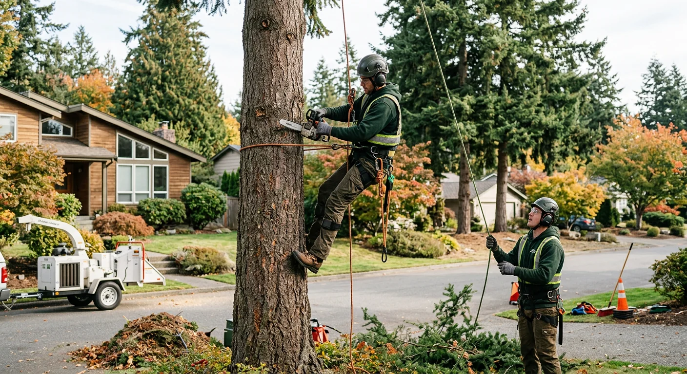Ground stump cavity filled with fresh wood grindings in an Edmonds yard